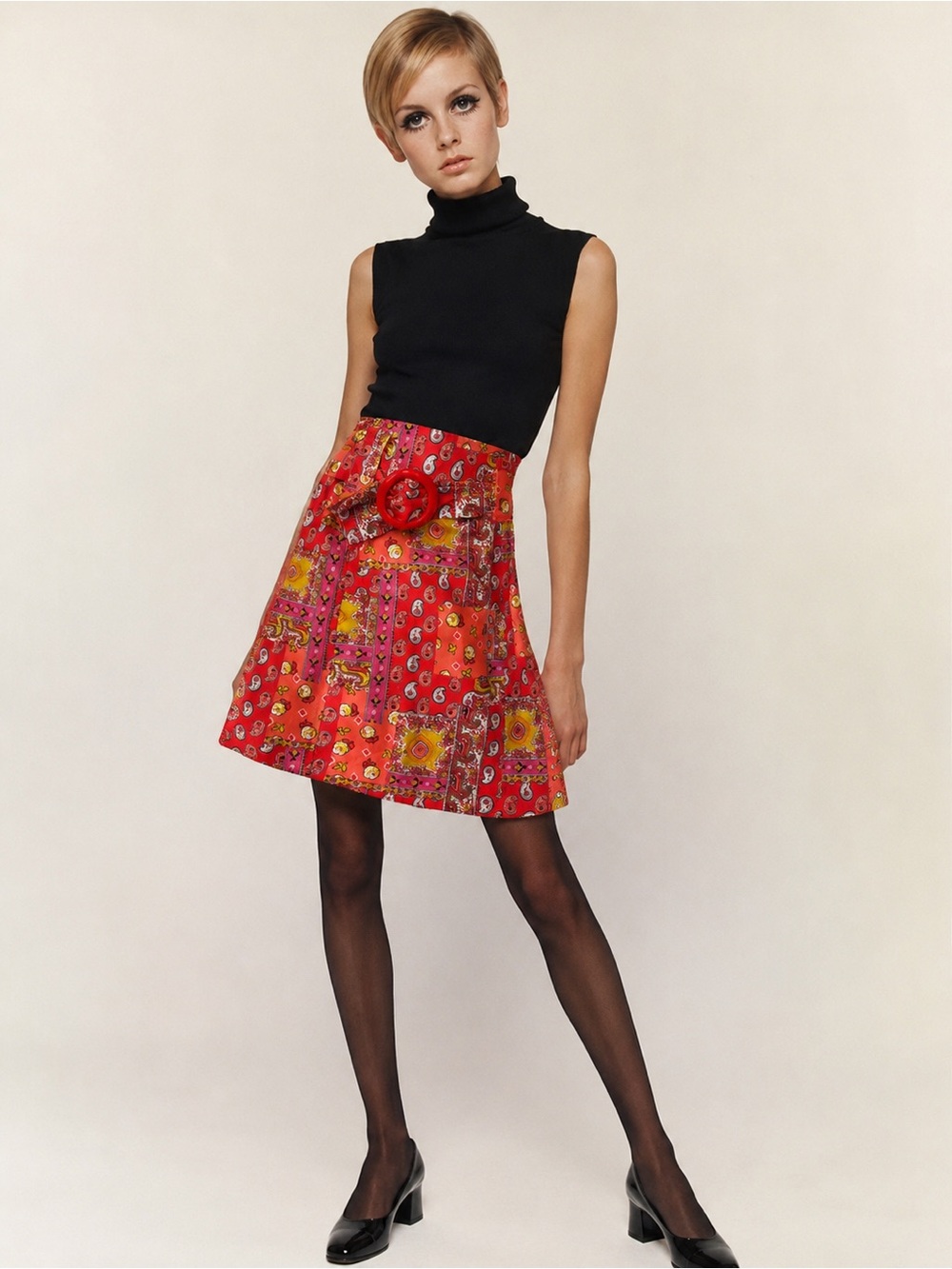 Vintage inspired paisley print cotton skirt
